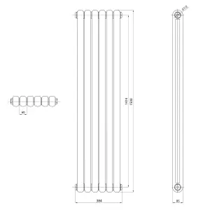 Estelle Grey Vertical Column Radiator - 1500x380mm