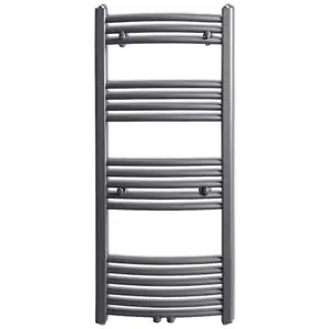 Grey Bathroom Central Heating Towel Rail Radiator Curve 500x1160mm