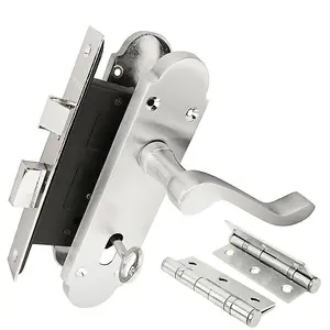 Z76 Scrolled Locking Door Handle Pack, Silver, 75mm Sashlock, 3" Hinge - Handlestore