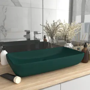 Belfry Bathroom Mcneely 380mm W Ceramic Rectangular Sink Dark Green