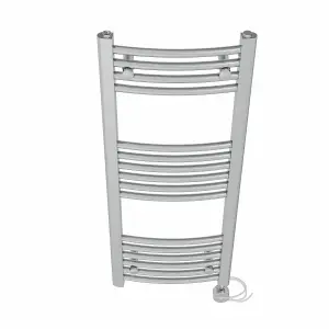 Right Radiators Prefilled Thermostatic Electric Heated Towel Rail Curved Ladder Warmer Rads - Chrome 1000x400 mm