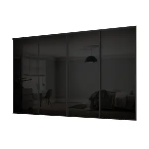 Classic Black 4 door Sliding Wardrobe Door kit (H)2260mm (W)2978mm