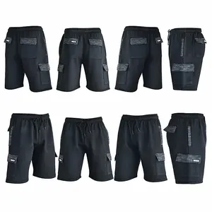 MS9 Mens Cargo Painter Decoration Jogging Fleece Work Shorts Tracksuit Cargo Shorts H15, Black - M