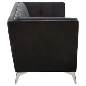 Interiors by Premier Hansa Three Seat Black Velvet Sofa