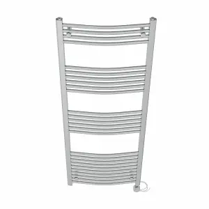 Right Radiators Prefilled Thermostatic Electric Heated Towel Rail Curved Ladder Warmer Rads - Chrome 1600x600 mm