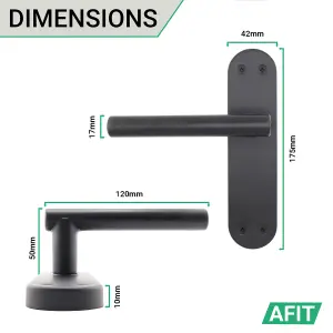 AFIT Matt Black Door Handles - 5 Pairs of Internal Lever Latch T-Bar Handles on Backplate - Olvera Range