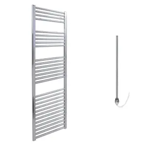 Bray Electric Heated Towel Rail, Prefilled, Straight, Chrome - W500 x H1400 mm