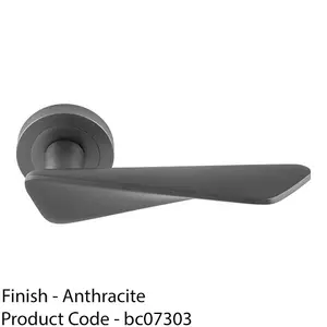 Premium Angle Twist Door Handle Set - Anthracite Grey Designer Lever Round Rose