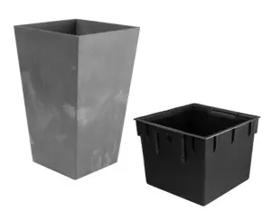 Tall Planter Plant Pot Square Concrete Effect Flower Indoor Outdoor Garden Patio H50cm/W26,5cm Marengo/Grey