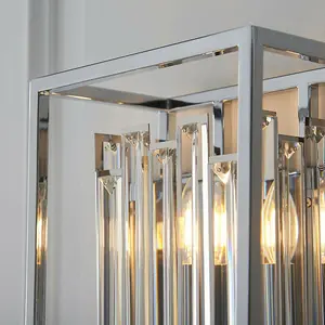 Glass Wall Light Clear Crystal & Chrome Plate 40W E14 Dimmable Living Room