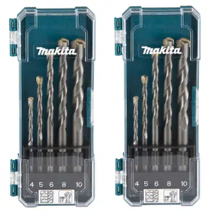 Makita D-72877 5 Piece Straight Shank TCT Masonry Drill Bit Set 4 5 6 8 10mm x 2