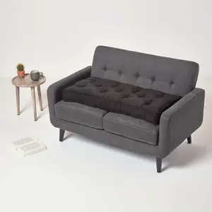 Homescapes Black Faux Suede 2 Seater Booster Cushion