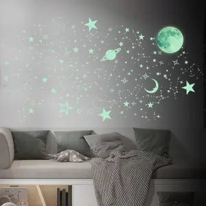 Walplus Glowing Night Sky Stars And Moon Vinyl Wall Sticker Decorations