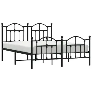 Berkfield Metal Bed Frame with Headboard and Footboard Black 140x200 cm