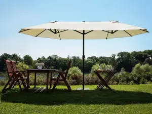 Double Canopy Garden Parasol 2.7 x 4.6 m Beige SIBILLA