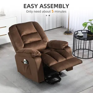 HOMCOM Lift Chair with Vibration Massage, Heat, Quick Assembly, Brown