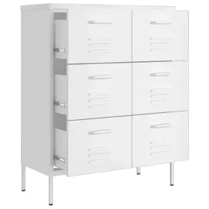 Berkfield Drawer Cabinet White 80x35x101.5 cm Steel