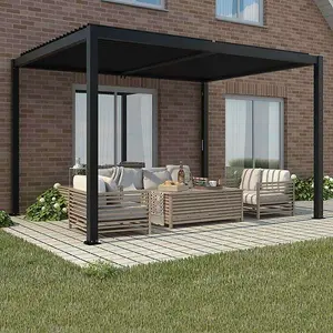 Primrose Living Deluxe Charcoal Veranda with Louvered Shutter Roof 3m x 4m