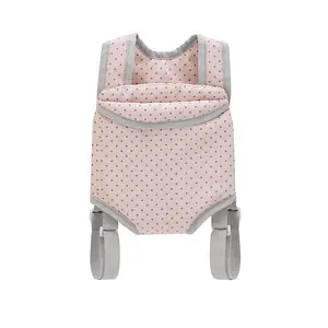 Teamson Kids Polka Dot Princess Baby Doll Carrier & Car Seat Set, Pink/Grey