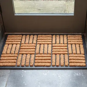 Natural Coir Door Mat Novelty Rubber & Coir Decorative Heavy Duty Entrance Mat 45cm x 75cm Indoor / Sheltered Outdoor Use