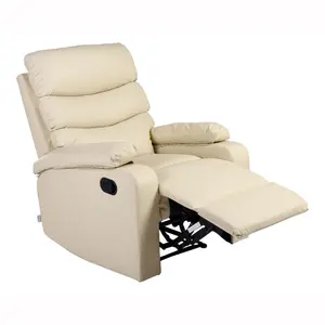 Ashby Leather Recliner Armchair Sofa Home Lounge Chair Reclining (Cream)