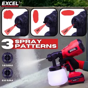 Excel 18V Cordless 1000ml Spray Gun with 1 x 4.0Ah Battery & Charger