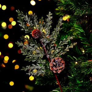 Premier Decorations Limited Flocked Fern Stem with cones