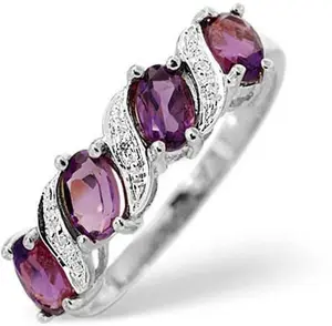 Amethyst 0.74Ct And Diamond 9K White Gold Ring