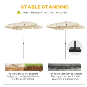 Outsunny Aluminium Sun Umbrella Parasol Patio Rectangular Tilt 2M x 1.3M Beige