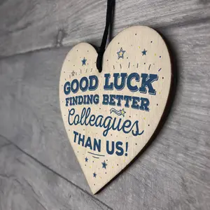 Red Ocean Good Luck Colleague Leaving Work Job Gift Handmade Wooden Heart Sign Friendship Thank You Gift