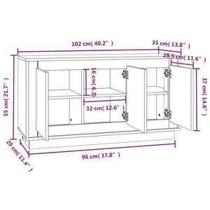 Alpen Home Sideboard Sonoma Oak 102X35x55 Cm Engineered Wood High Gloss White