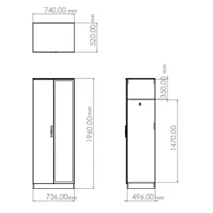 San Jose Ready assembled Contemporary Duck egg blue & white Tall Double Wardrobe With 1 mirror door (H)1960mm (W)740mm (D)520mm