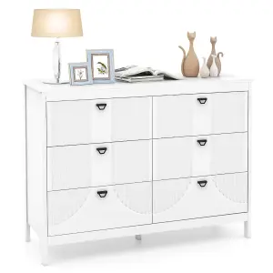 COSTWAY 6-Drawer Chest of Drawers 3-tier Wooden Sideboard Cabinet White