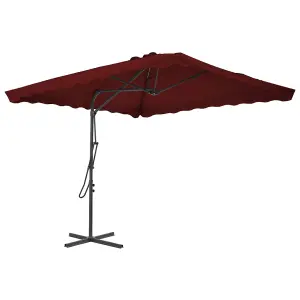 Berkfield Outdoor Parasol with Steel Pole Bordeaux Red 250x250x230 cm