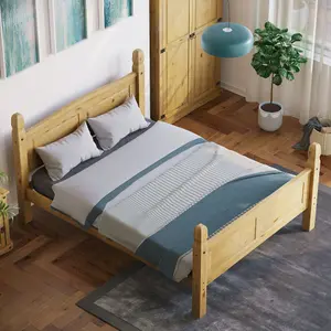 Vida Designs Corona 5ft King Size Solid Wood Bed Frame Distressed Waxed Pine, High Foot End, 200 x 150cm