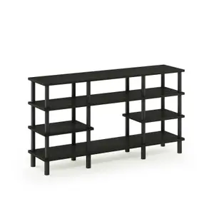 Furinno Turn-N-Tube 4-Tier Multipurpose Wide Shelf TV Stand, Espresso/Black