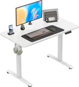 Height Adjustable White Electric Desk Stand Up Desk for Home & Office