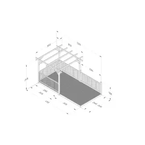 Forest Garden Natural Rectangular Pergola & decking kit, x2 Post x4 Balustrade (H) 2.5m x (W) 5.2m