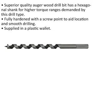 Premium 13 x 235mm Hardened Auger Drill Bit with Hex Shank for Woodworking