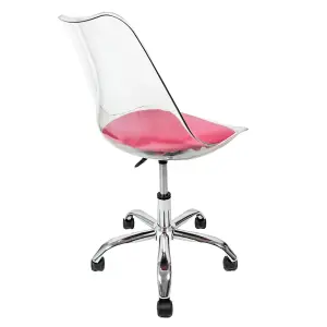 Soho Clear Plastic Dining Chair with Swivel Base Bright Pink