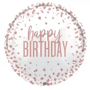 Unique Party Confetti Happy Birthday Foil Balloon Rose Gold (One Size)