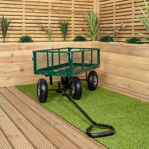 Heavy Duty Green Metal Garden Festival Cart Truck Trolley Wheelbarrow