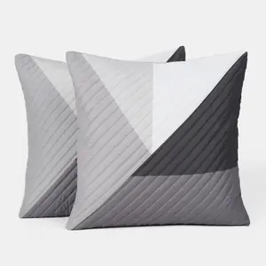 4 Pack Geometric Pinsonic Cushion Covers, Grey - 45 x 45cm