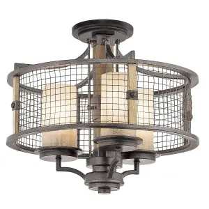 Luminosa Ahrendale 3 Light Pendant Chandelier Light Mesh Iron, E27