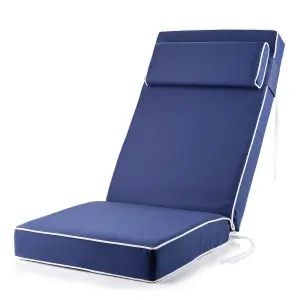 Alfresia Navy Blue Garden Recliner Chair Cushion, Luxury Style