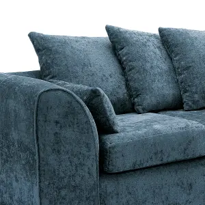 Harriet Crushed Chenille Right Facing Corner Sofa in  Dark Blue