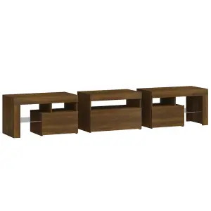 Berkfield TV Cabinet with LED Lights Brown Oak 200x36.5x40 cm