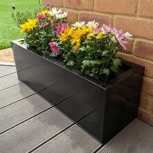 70cm Zinc Platinum Black Window Box Planter