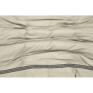 Harmonia Polyester Solid Colour Duvet Cover Set with Pillowcases Cream/Black / Single Duvet Cover + 1 Standard Pillowcase