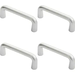 4x Rounded D Shaped Bar Handle 150 x 19mm Diameter Satin Anodised Aluminium